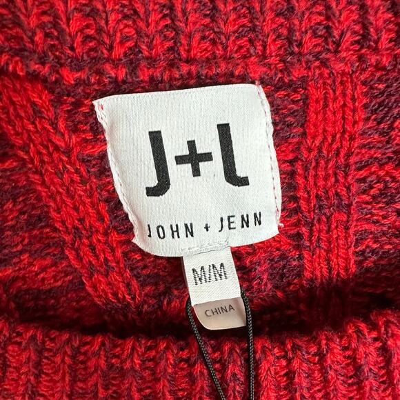 Womens NWT John & Jenn Red Gray Blend Cable Knit Sweater Casual Career Size M - Picture 5 of 8